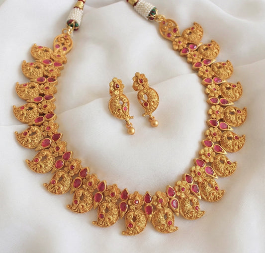 Matte finish ruby mango necklace set-dj07087
