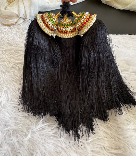 Gold tone kemp-green pearl kuppulu (Hair accessory) dj-52759