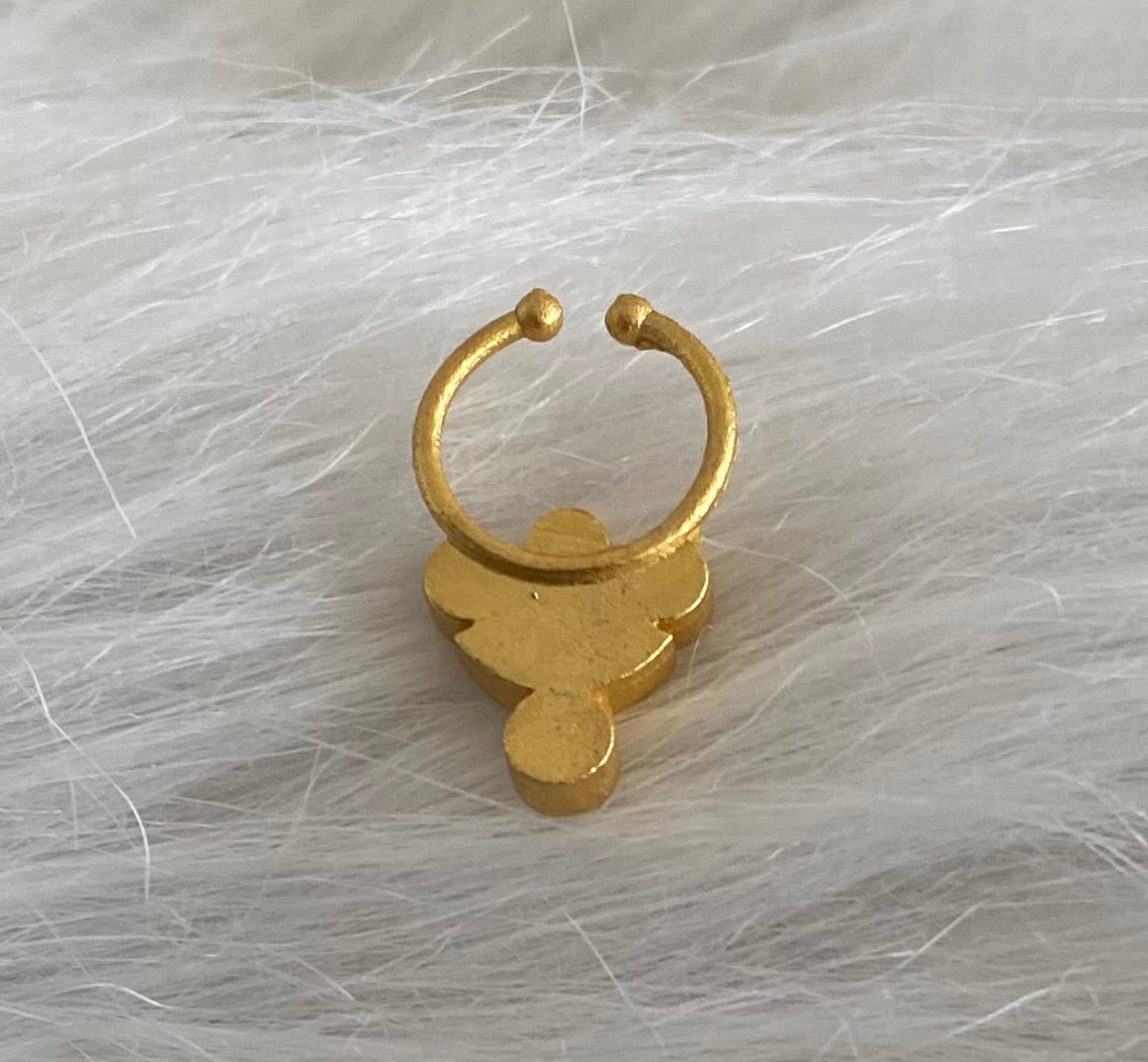 Gold tone kundan jadau pink-white stone nose pin/bulakku dj-53767