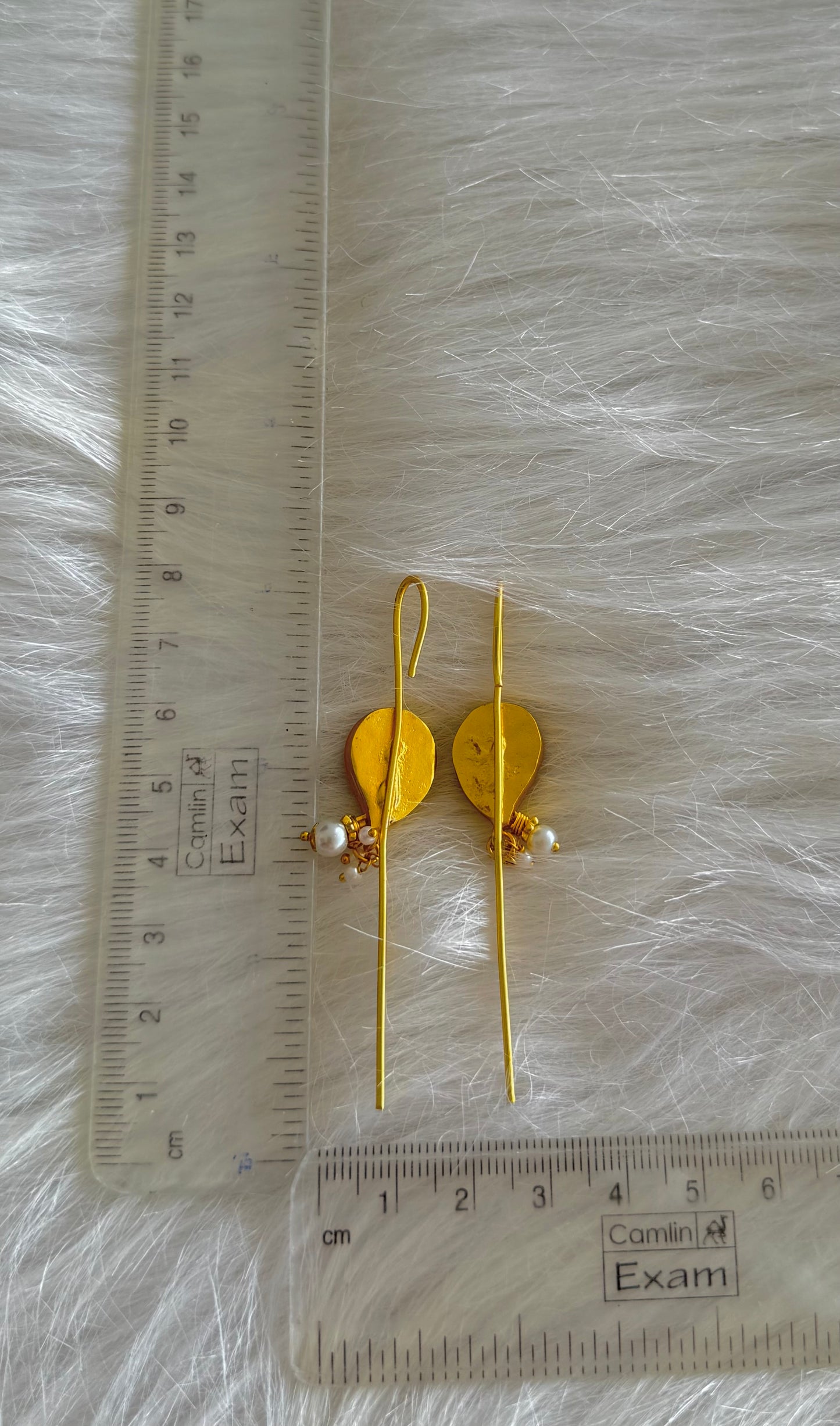 Gold tone pink-white kundan jadau mango bugadi earrings dj-51132