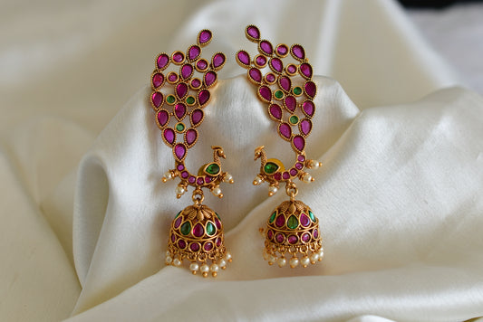 Matte finish kemp-green-pearl peacock khanpool jhumkka dj-52560