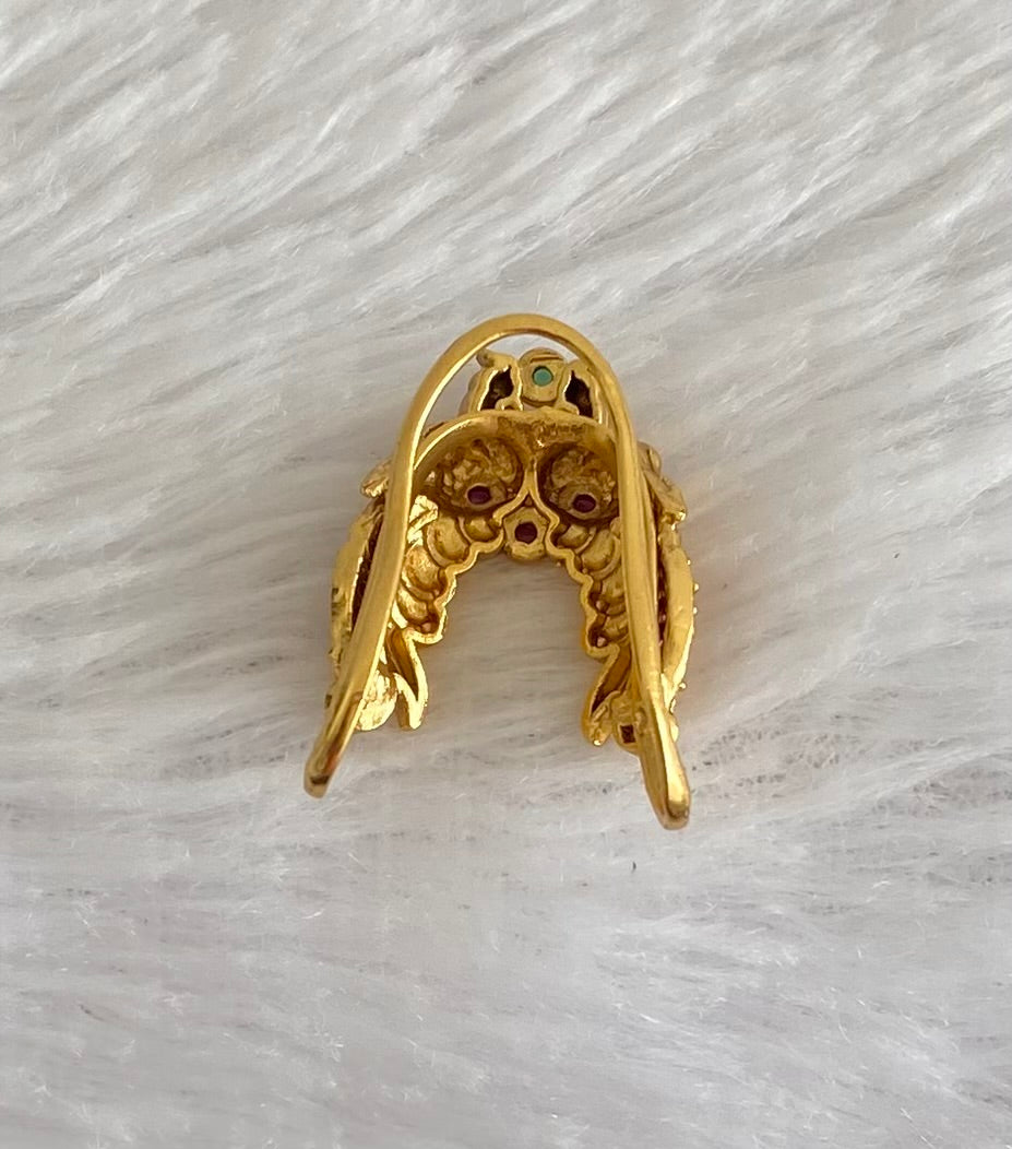 Antique gold tone kemp-green peacock vanki style finger ring dj-53678