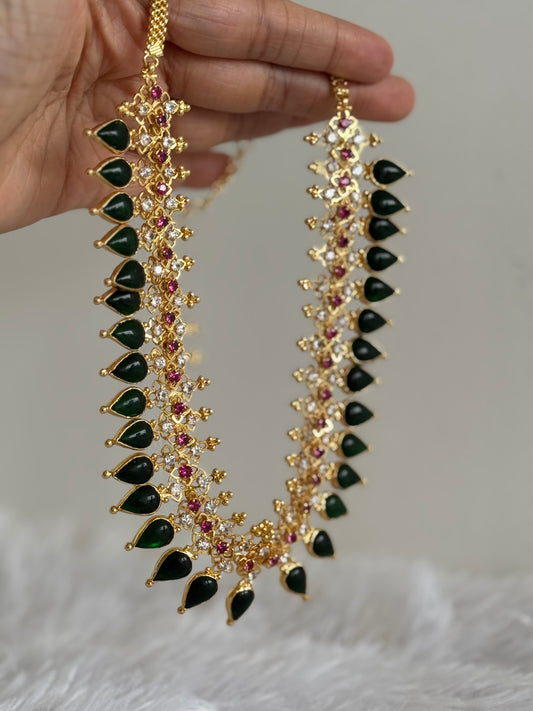 Gold tone Gopi shape green Kerala style necklace dj-51708