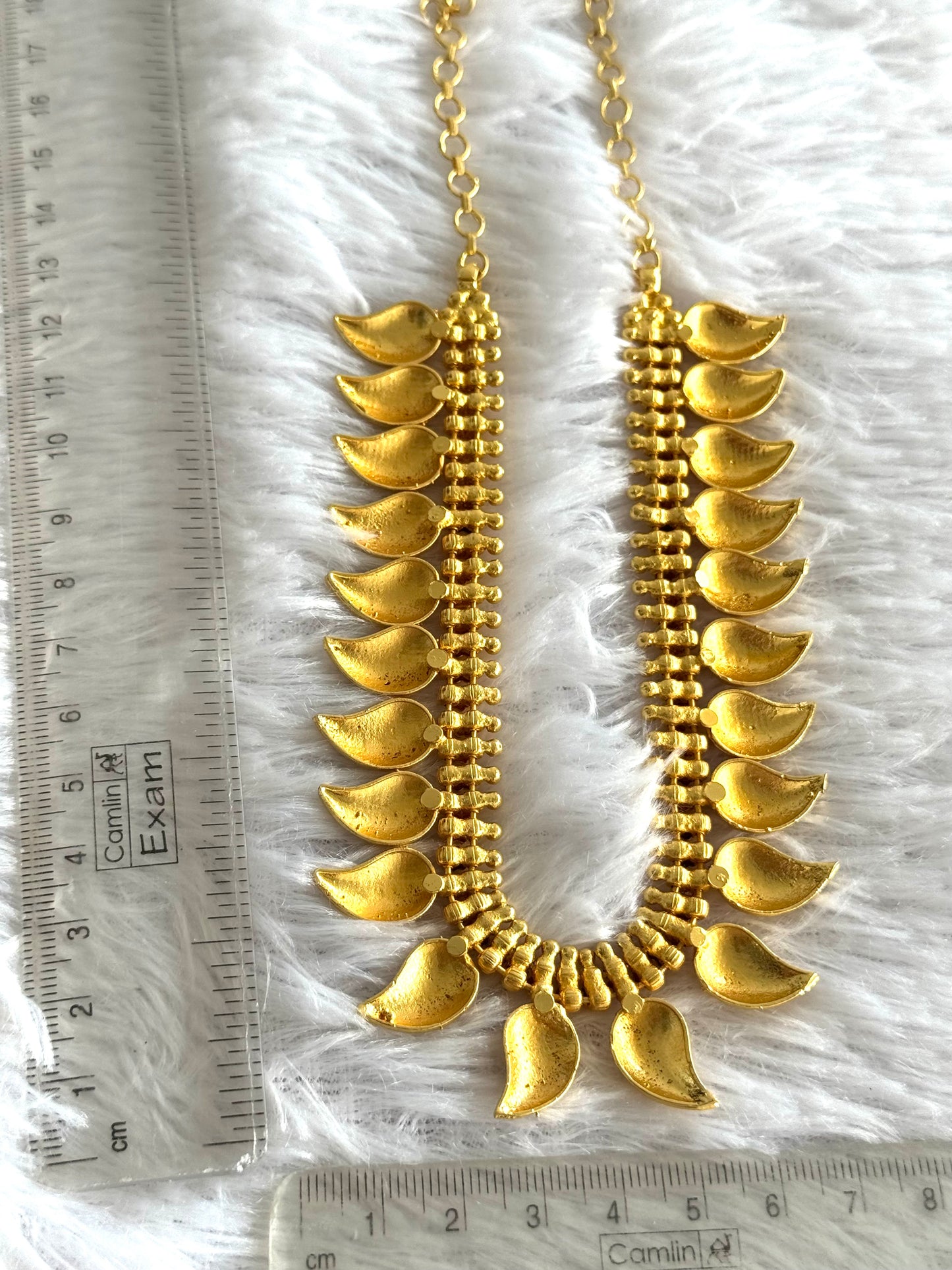 Matte gold tone kerala style mango necklace dj-51660