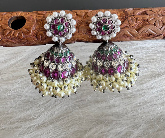 Black finish precious kemp-green pearl big jhumkka Dj-51174