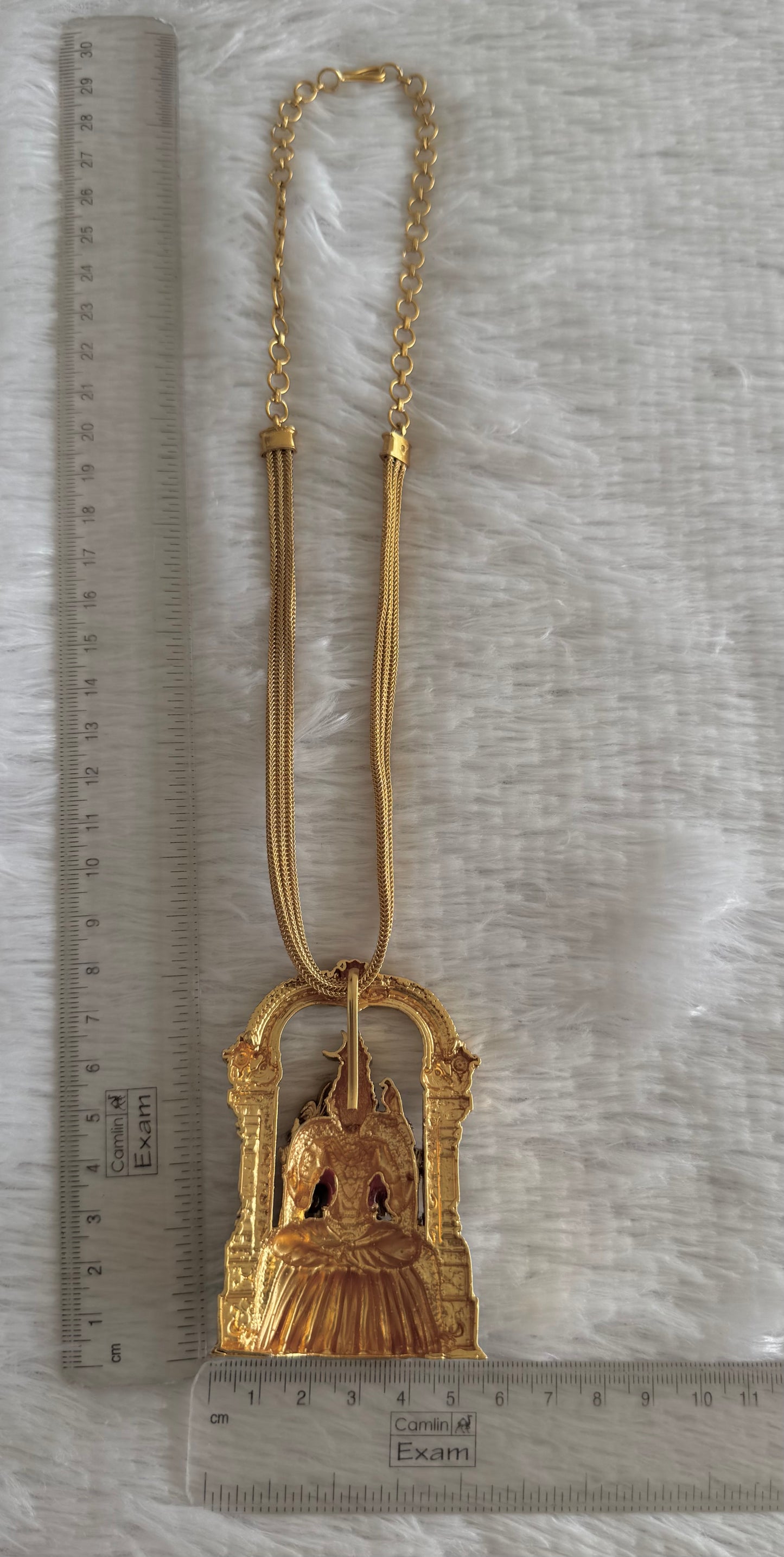 Matte finish green meenakari big Ma Kamakshi pendant necklace dj-52073