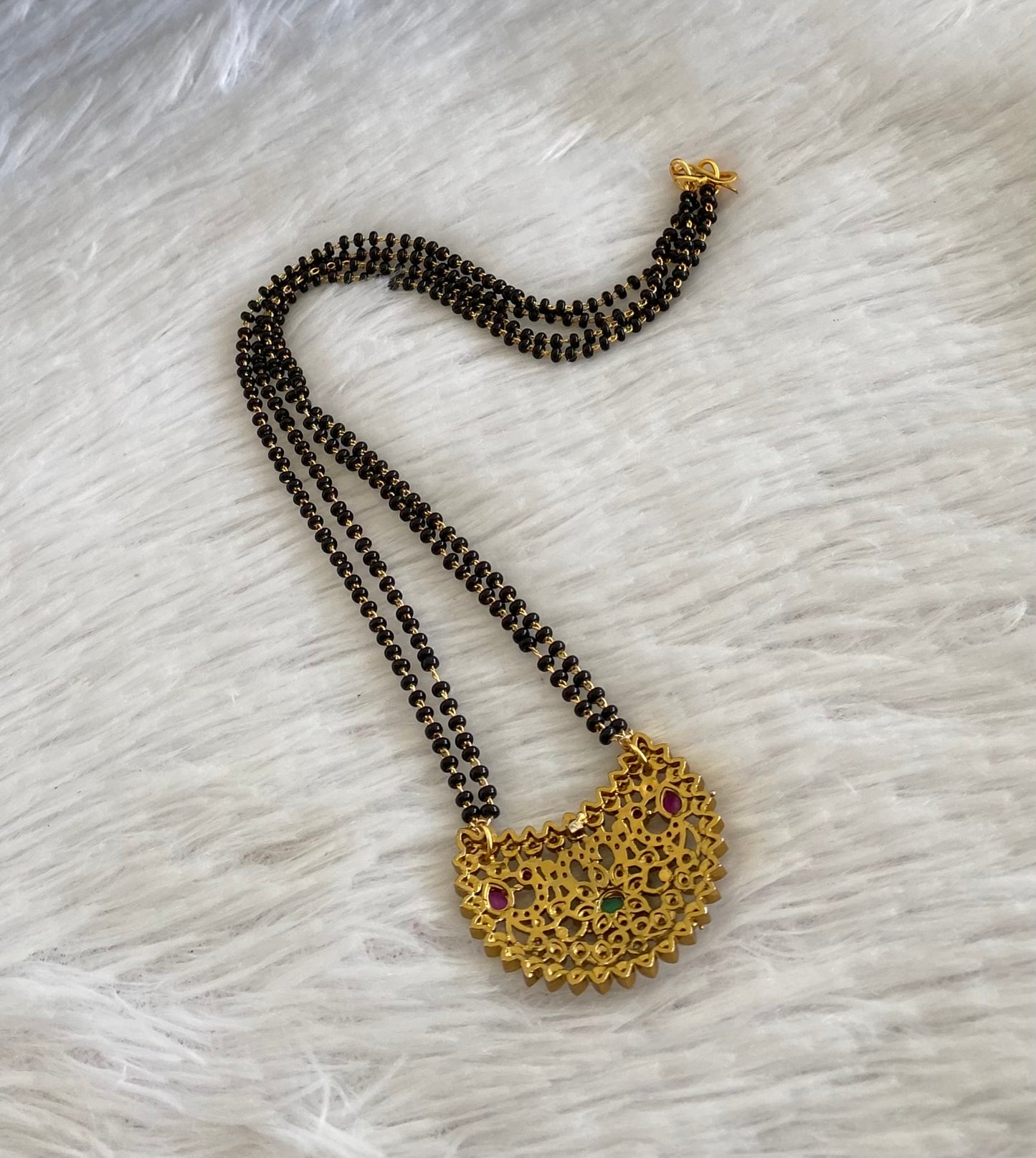 Gold tone 18 inches karimani chain with peacock moon pendant dj-53609