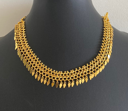 Gold tone kerala style elakka thali choker necklace dj-54102