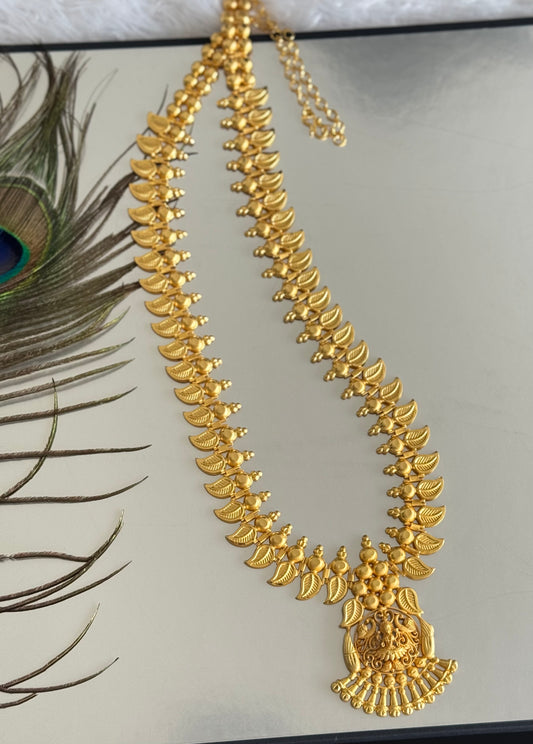 Matte gold tone kerala style mango lakshmi haar dj-51624