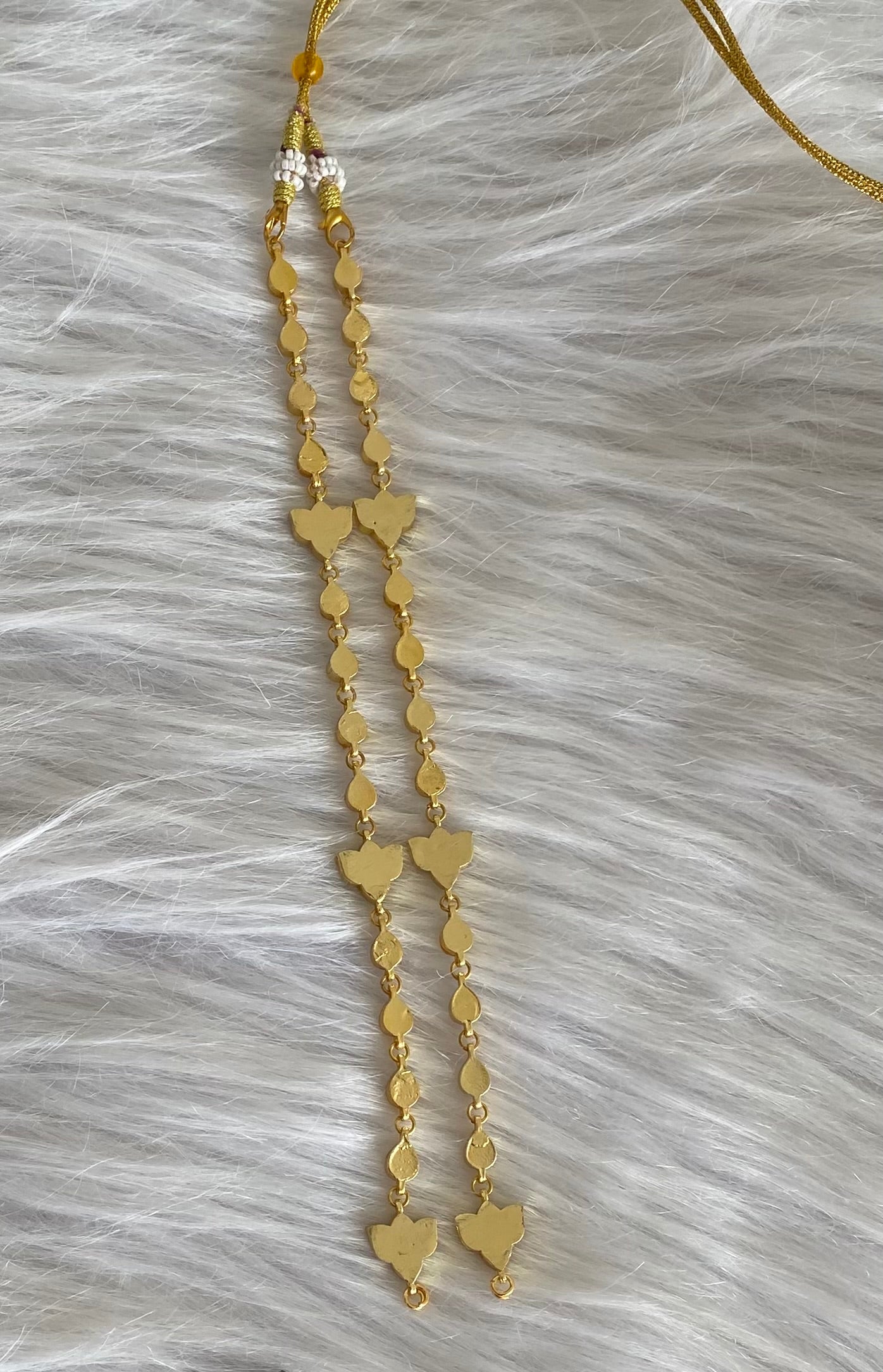 Antique gold tone Kundan jadau lotus chain for pendant dj-54186