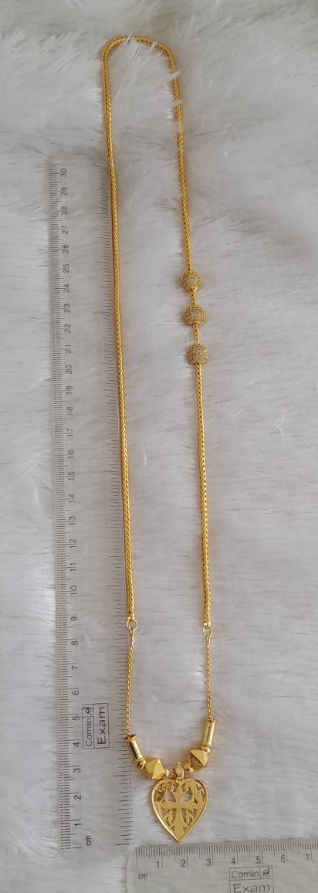 Gold tone christian cross pendant with white stone ball mugappu mangalyam dj-48068