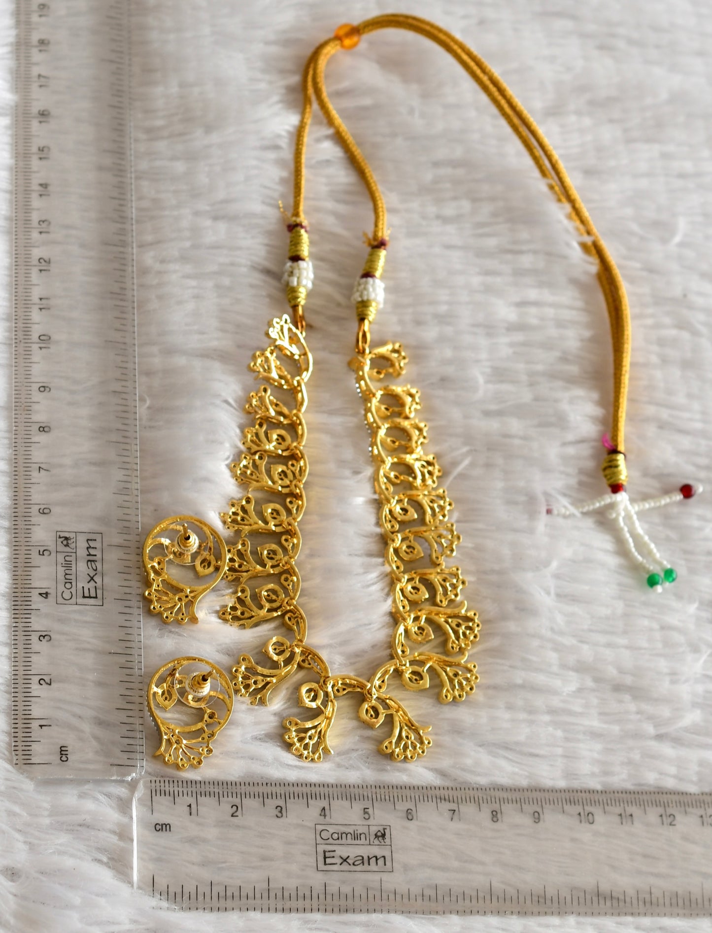 Two tone white floral necklace set dj-51978