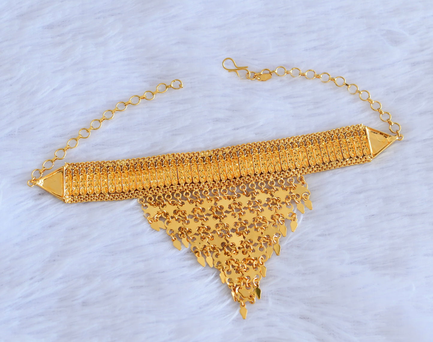 Gold tone kerala style elakka thali heart choker necklace dj-53106