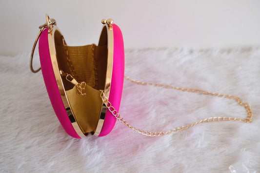 Tanjore painted pink silk clutch dj-52651