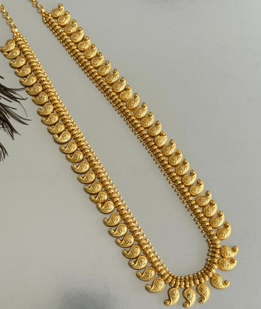 Matte gold finish kerala style mango haar dj-51629