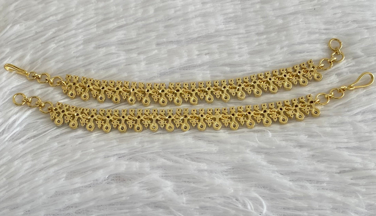 Two tone cz white stone ear side chain dj-54068