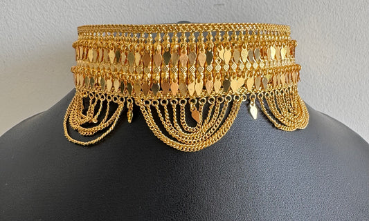 Gold tone kerala style elakka thali choker necklace dj-51322