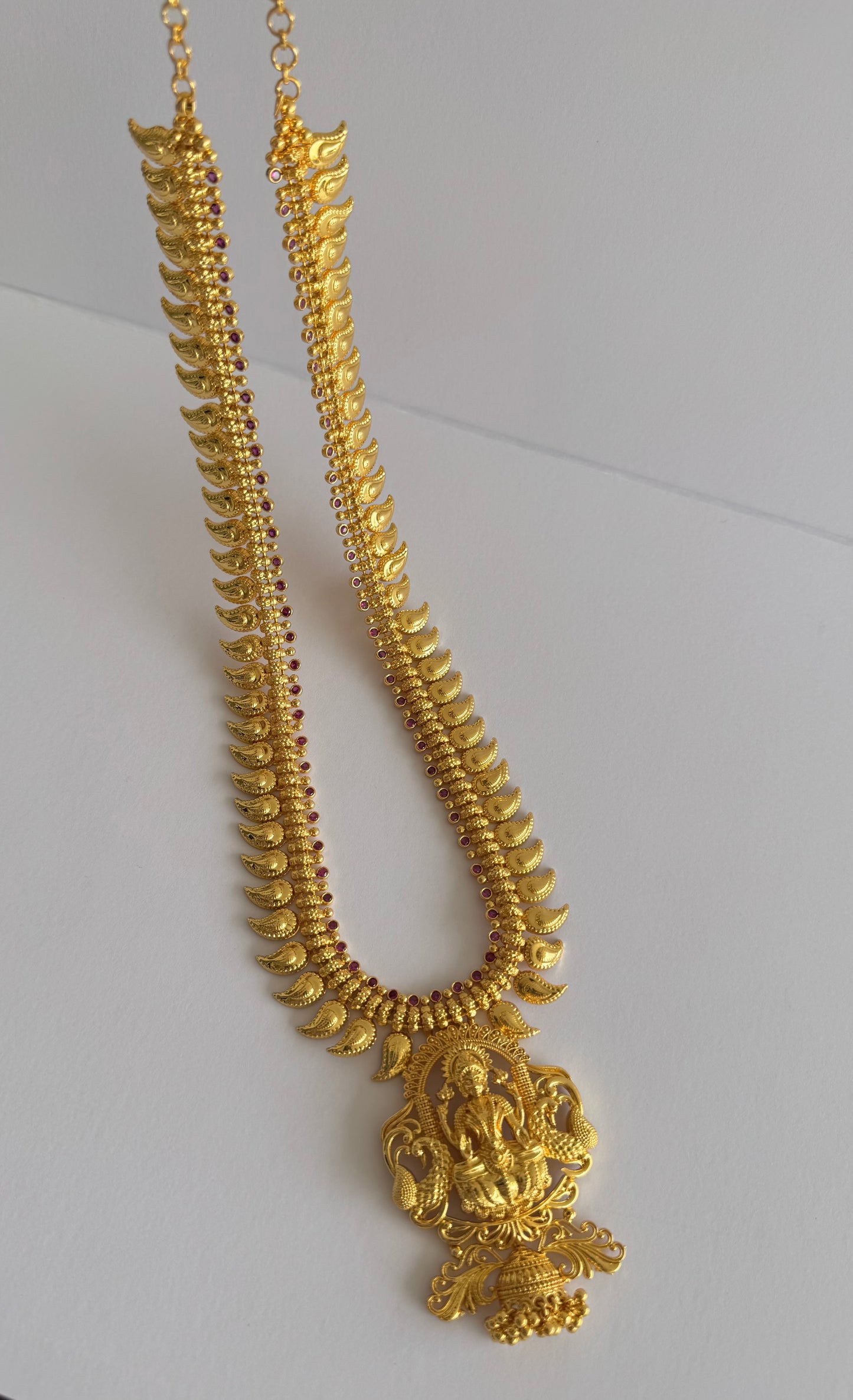 Gold look alike kerala style ad pink lakshmi mango haar dj-51642