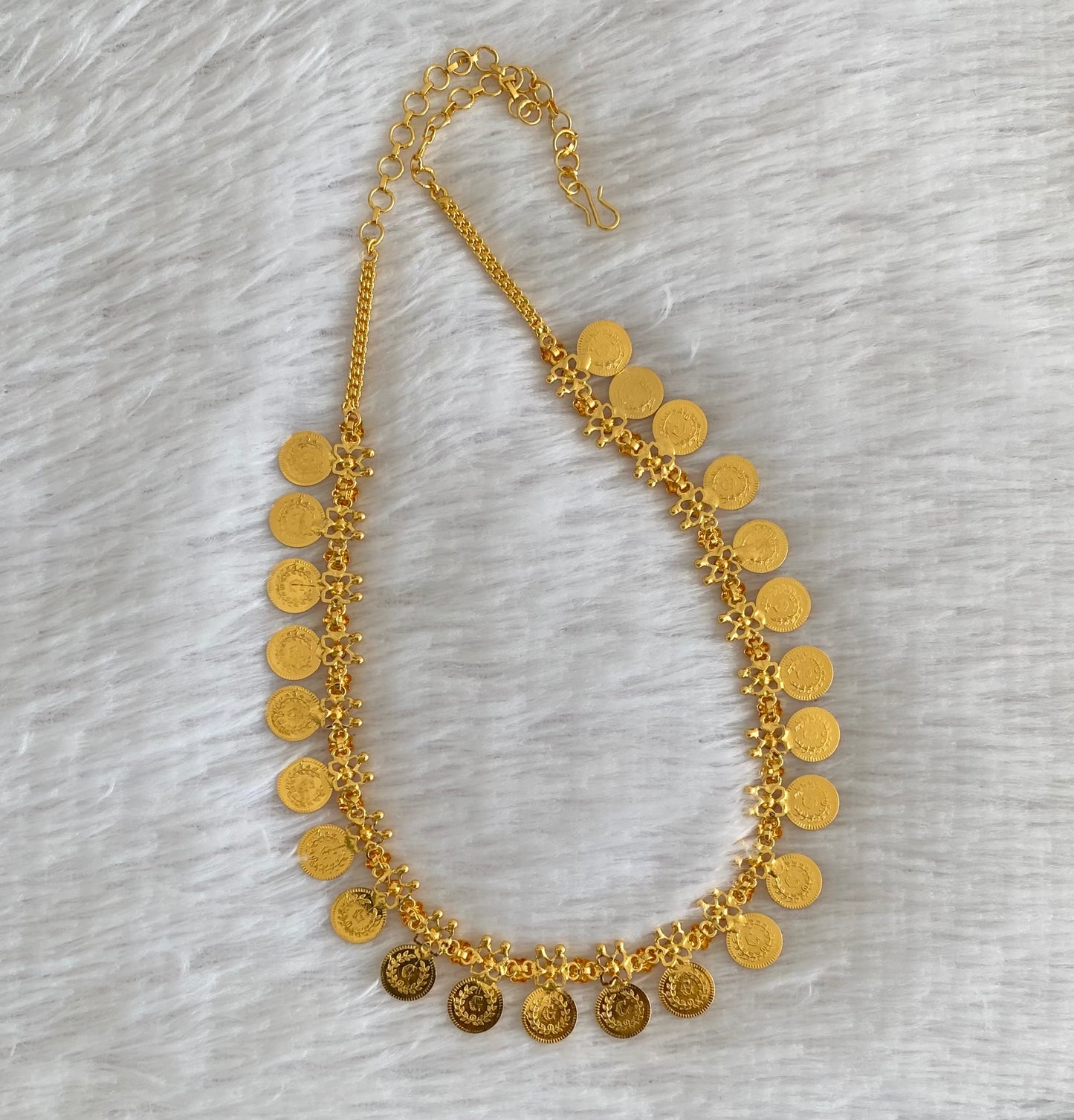 Gold tone pink Lakshmi coin necklace dj-42623