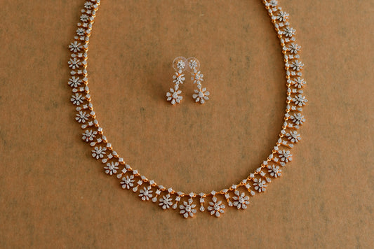 Two tone cz white flower haar set dj-51982