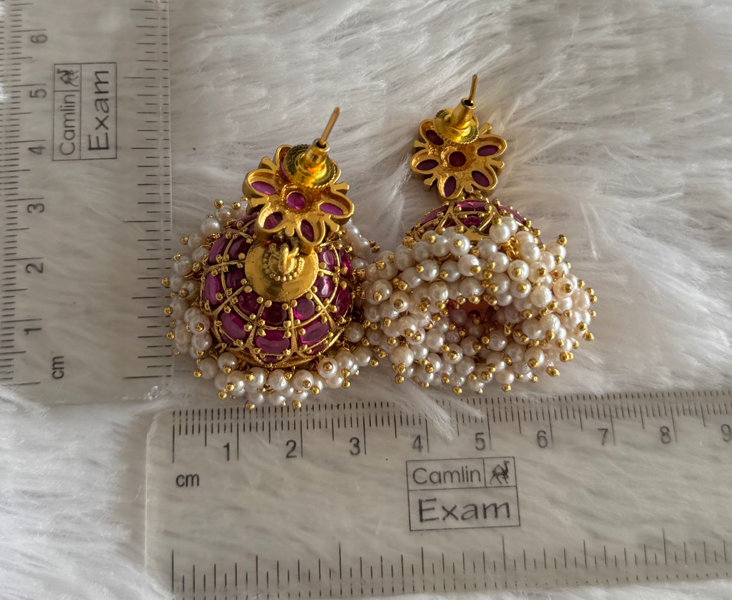 Matte finish kemp pearl cluster flower jhumkka dj-51479