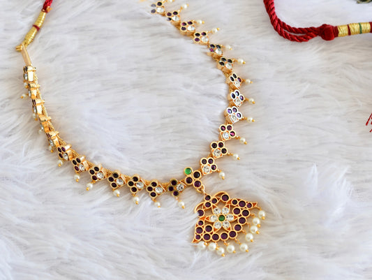 Gold tone precious kemp kemp-green-white floral necklace dj-52517