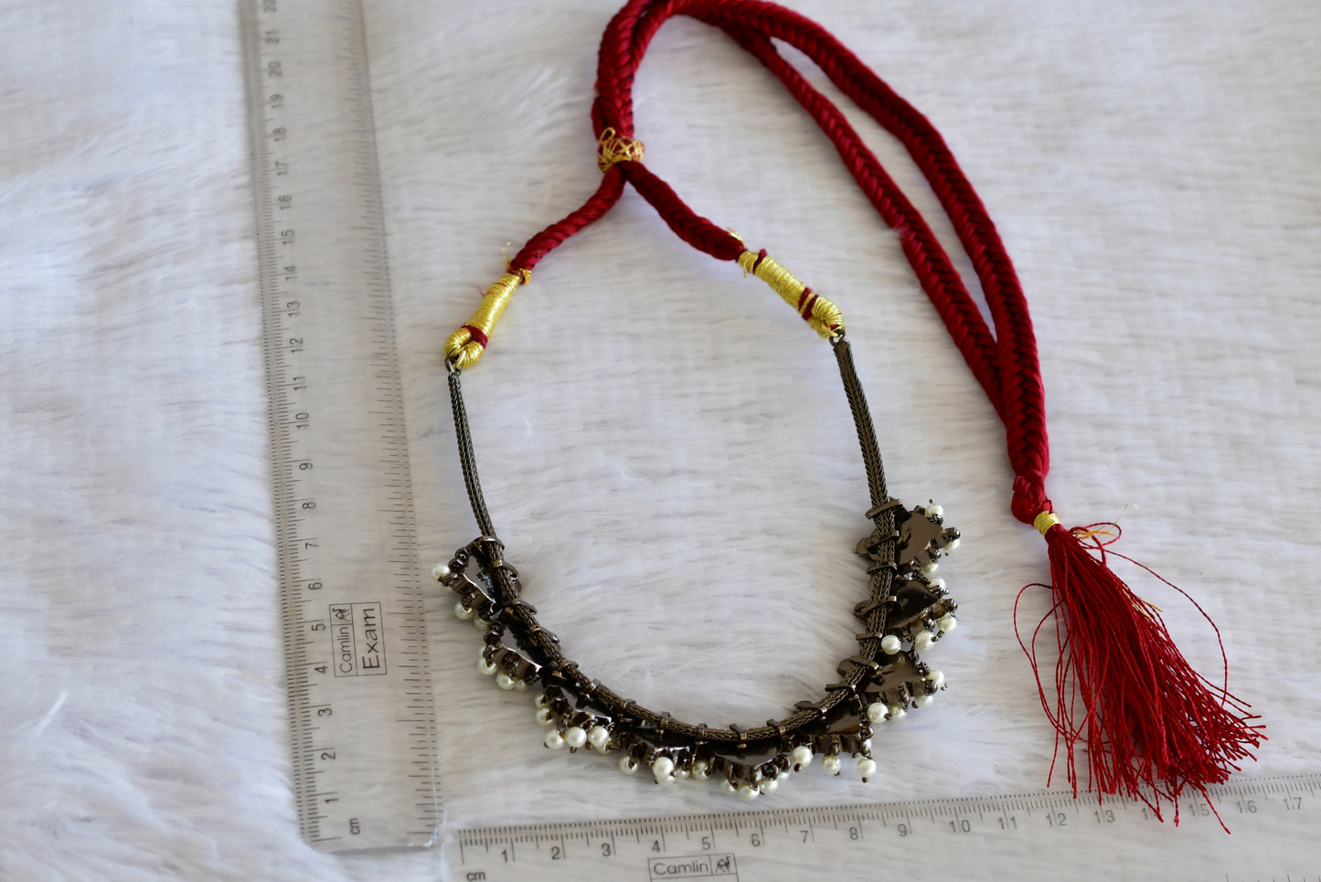 Black finish precious kemp-green pearl necklace dj-52508