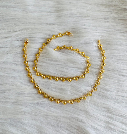 Matte Gold tone 10.5 inches heart anklets dj-51307