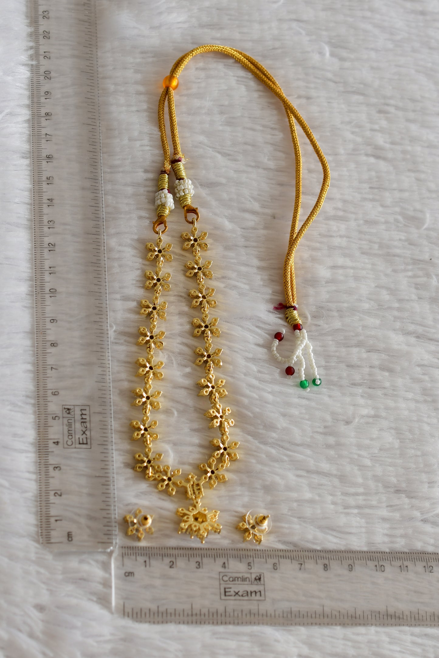 Two tone white flower necklace set dj-51975