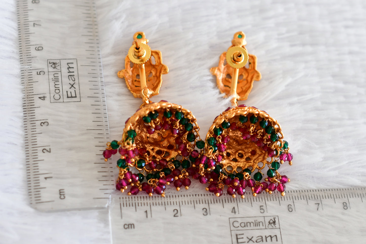 Matte finish ruby-green Lakshmi jhumkka dj-52159