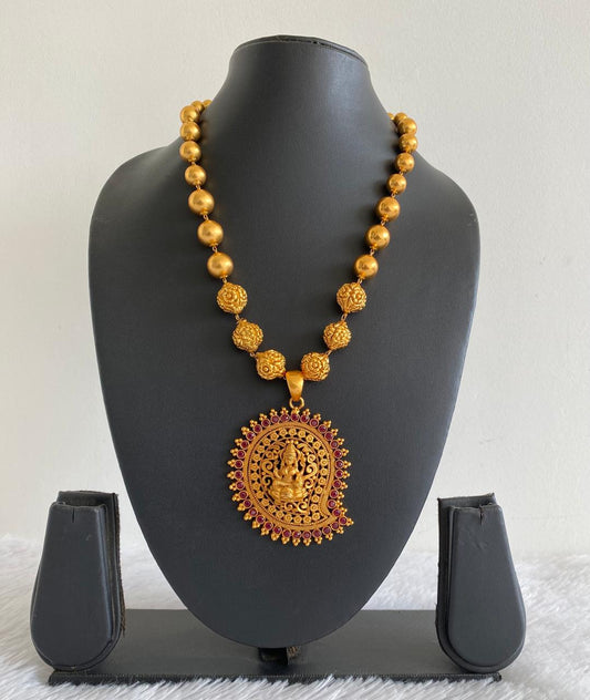 Matte finish ruby mango Nakshi Lakshmi necklace dj-52405