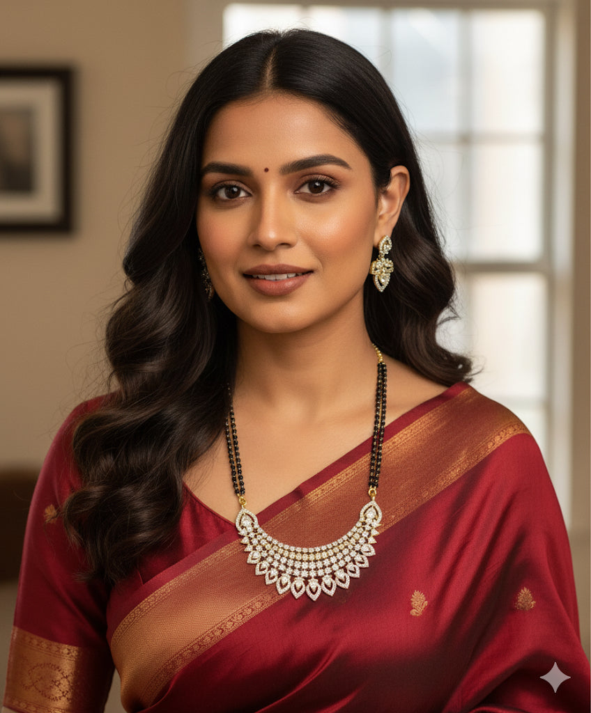 Two tone cz white stone 18 inches mangalsutra set dj-52064