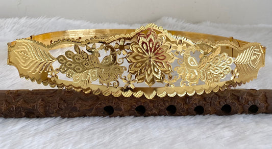 Gold tone peacock flower design adjustable waist belt dj-53468