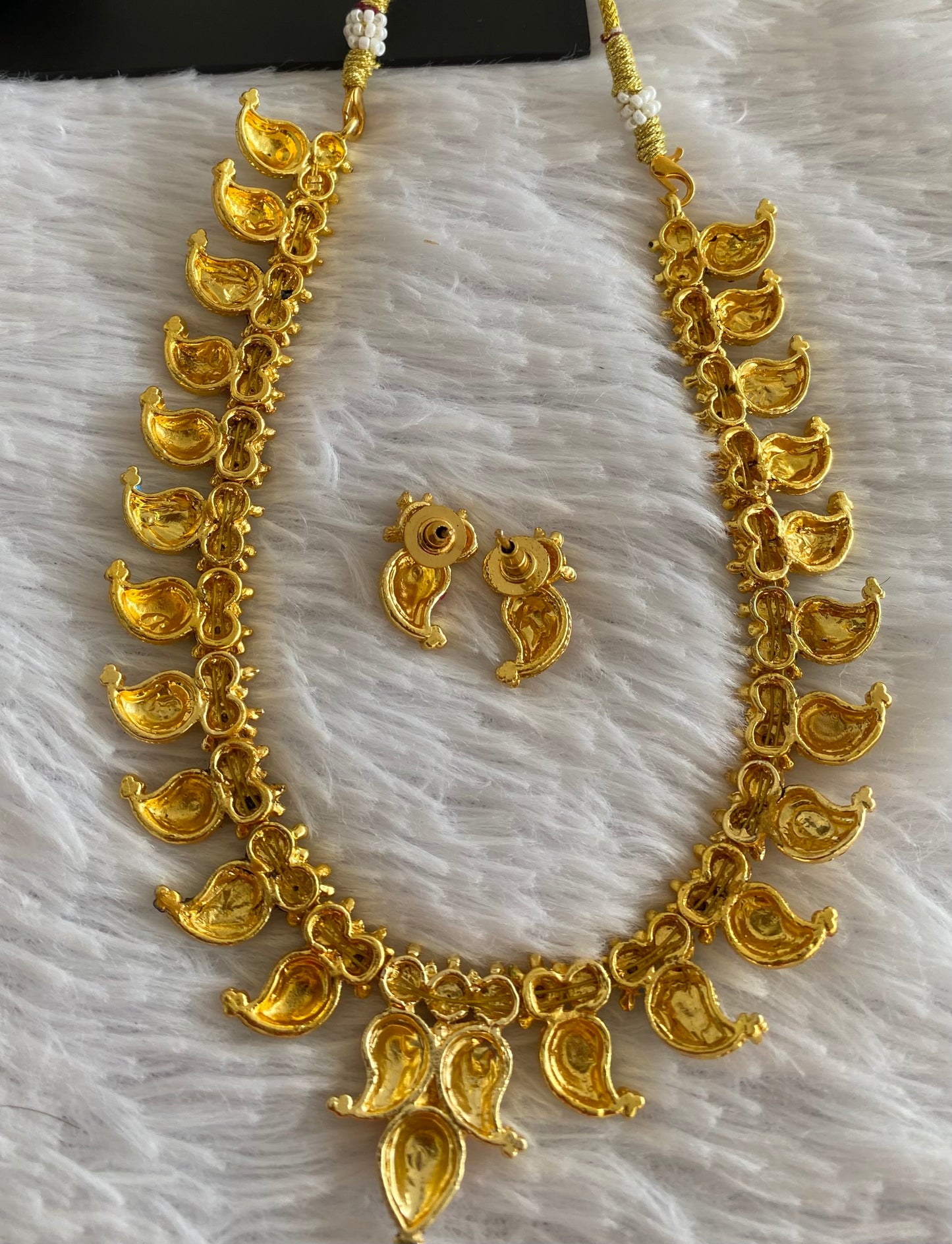 Antique gold tone multi color mango necklace set dj-52925