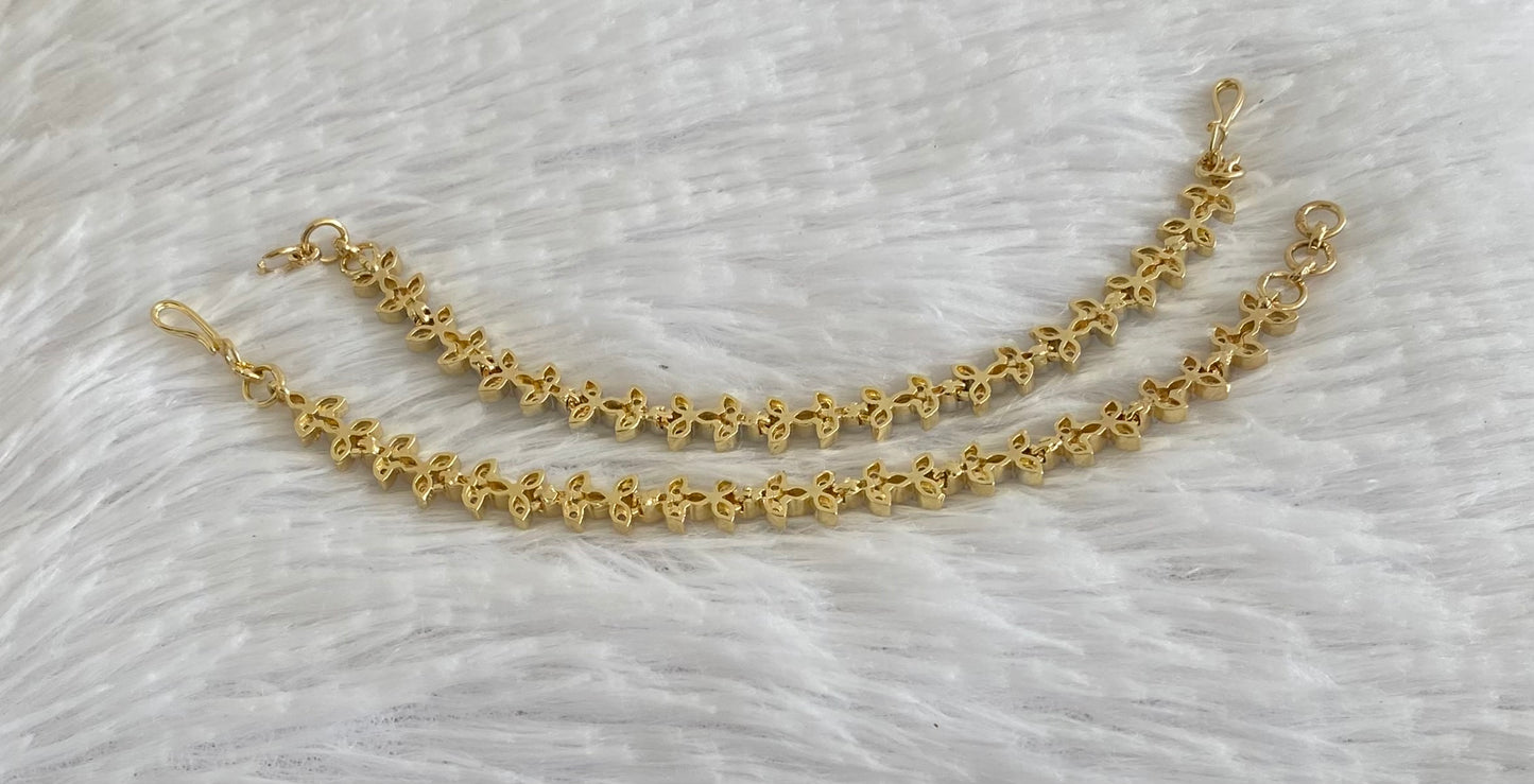 Two tone cz white stone ear side chain dj-54060
