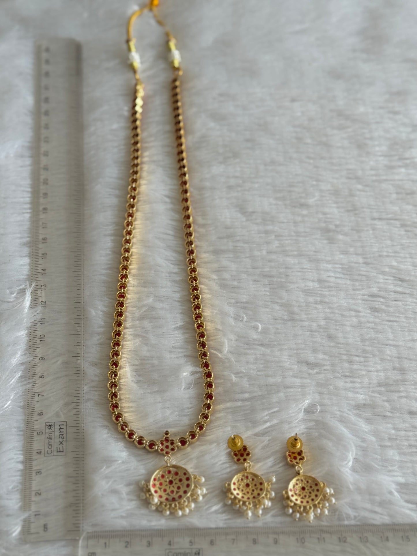 Gold tone coral South Indian style haar set dj-51675