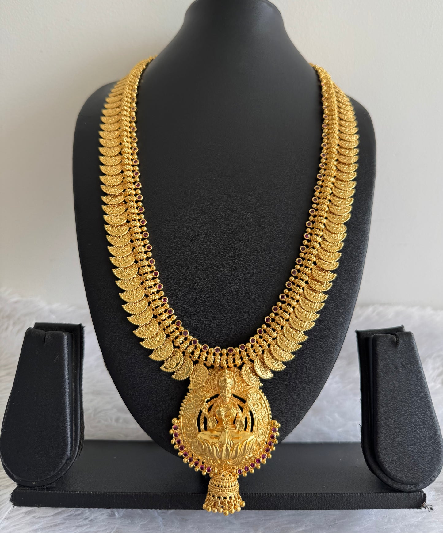 Gold look alike kerala style ad pink lakshmi mango haar dj-51643