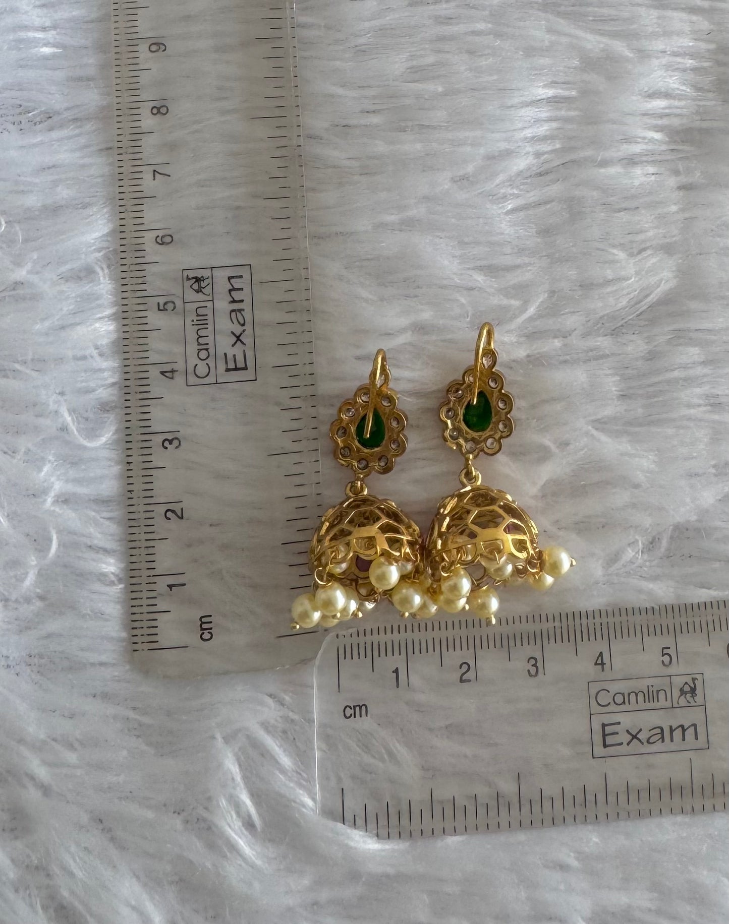 Matte finish kemp-green pearl hook jhumkka dj-52100