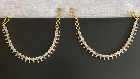 Two tone cz white stone ear side chain dj-54061