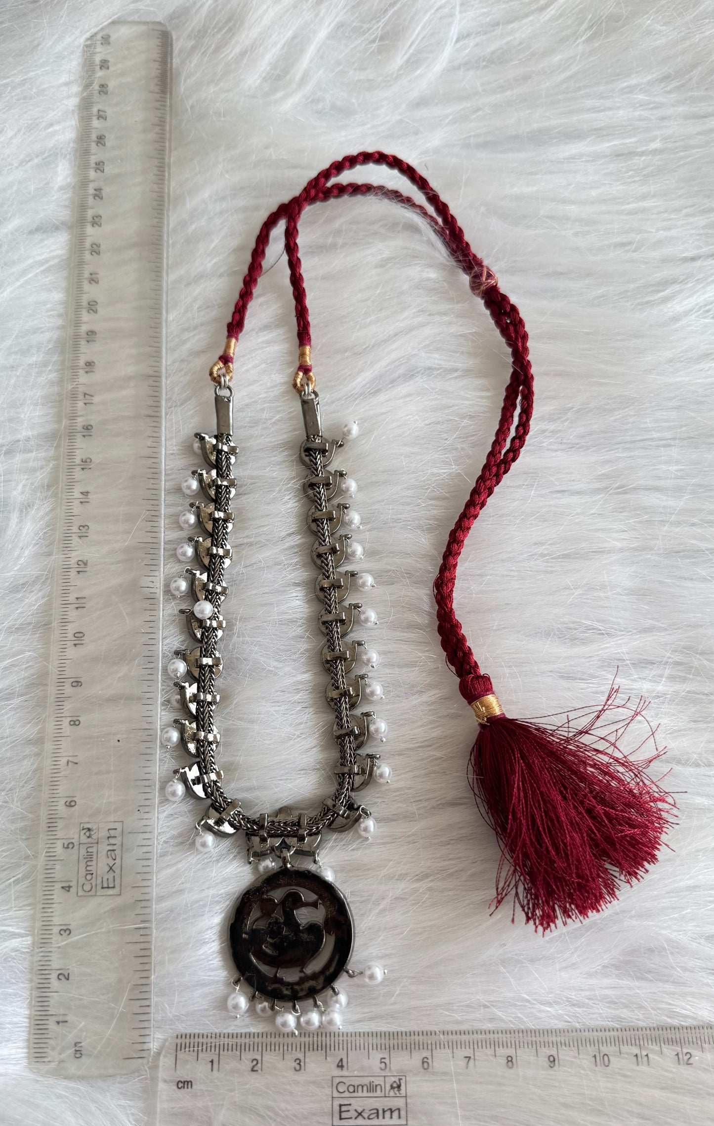 Black finish AD precious kemp pearl peacock necklace dj-51031