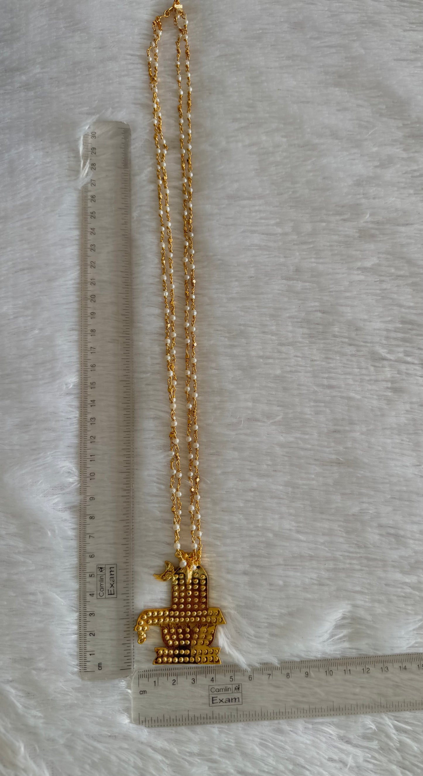 Gold tone 24 inches chain with AD shiva lingam pendant dj-52226