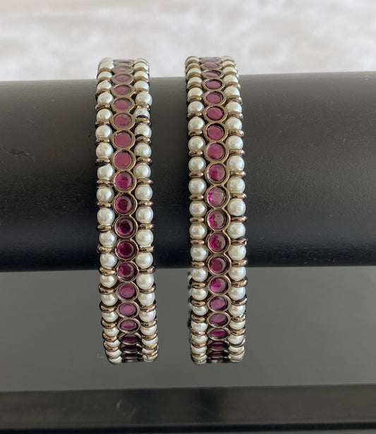 Black finish precious kemp pearl bangles(2.4) dj-53249