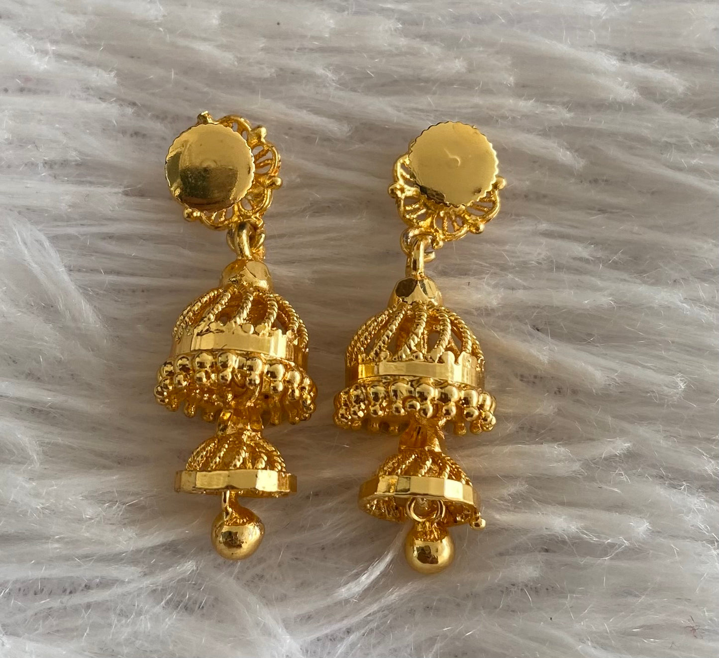 Gold tone flower screw back step jhumkka-dj52884