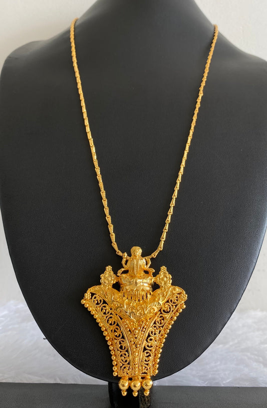 Gold tone 24 inches chain with lakshmi pendant dj-54363