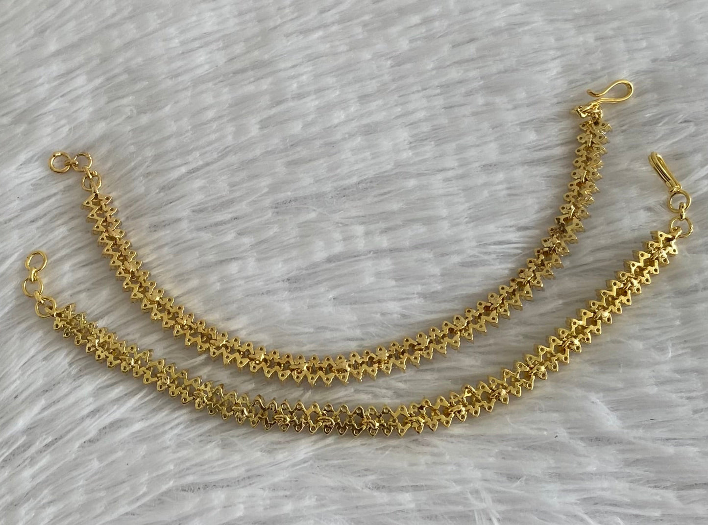 Two tone cz white stone ear side chain dj-54062