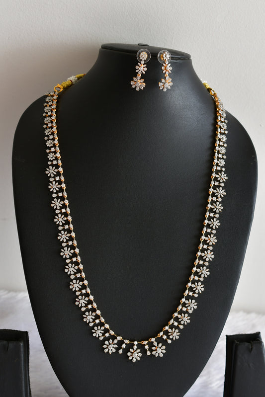 Two tone cz white flower haar set dj-51982