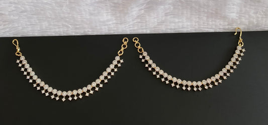 Two tone cz white stone ear side chain dj-54059