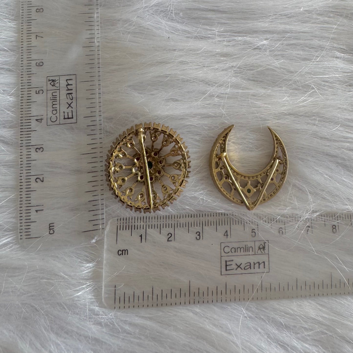 Antique gold tone cz kemp-green sun moon hair jewel- Dj-51352