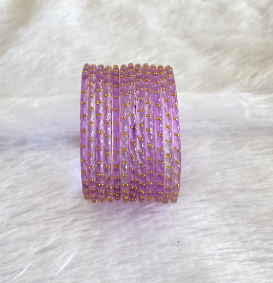 Set of 12 lavender glass bangles(2.8) dj-52806