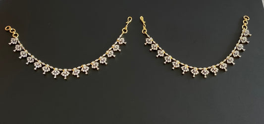 Two tone cz white stone ear side chain dj-54067
